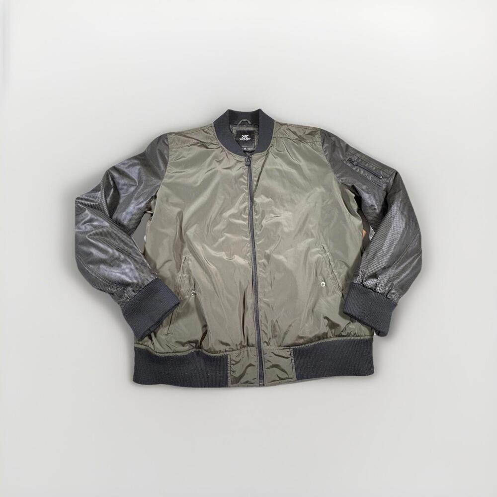 XRAY Jeans UNISEX Aviator Bomber Jacket Size 2XL Green Gray Zip Coat